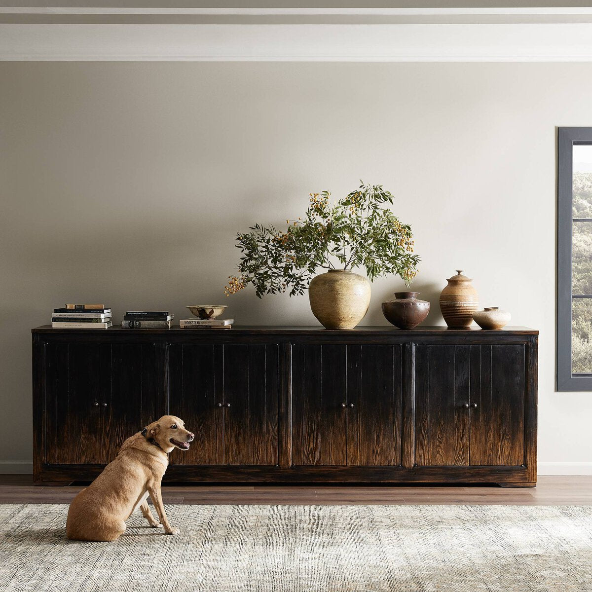 It Takes An Hour Sideboard 122" Distressed Black