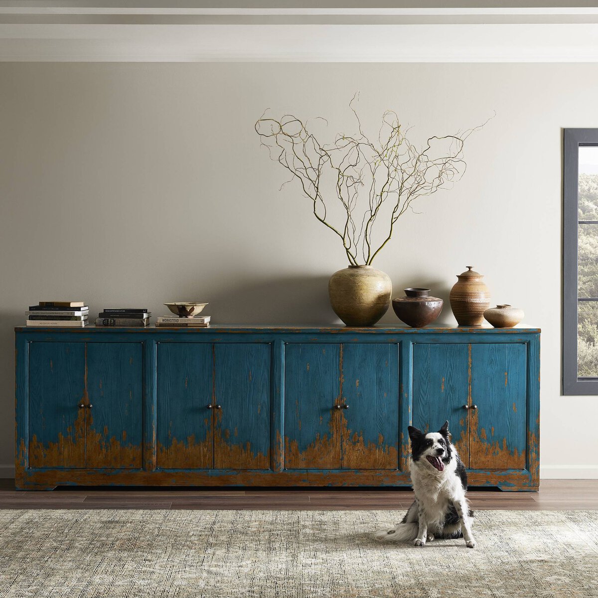 It Takes An Hour Sideboard 122" Distressed Blue