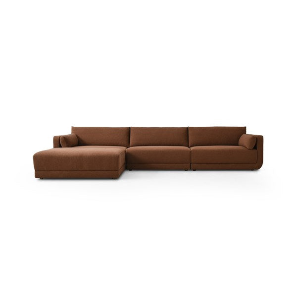 Toland 3-Piece Sectional With Ottoman Bartin Rust | BeBoldFurniture