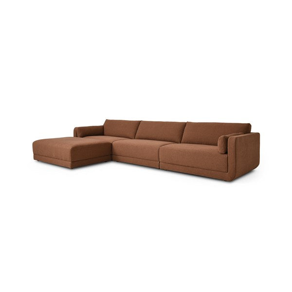 Toland 3-Piece Sectional With Ottoman Bartin Rust | BeBoldFurniture 