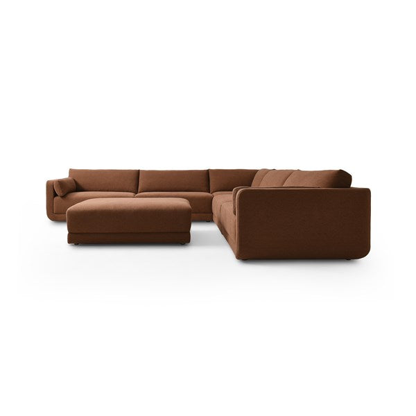 Toland 5-Piece Sectional Bartin Rust With Ottoman | BeBoldFurniture