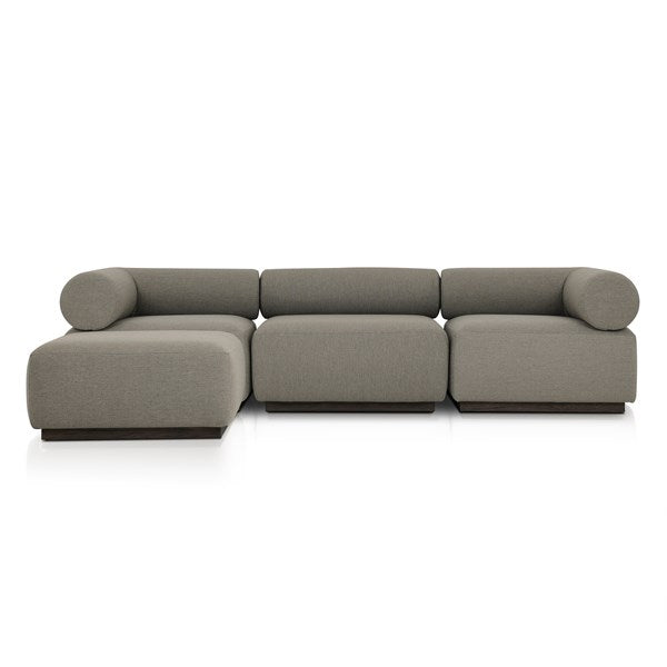 Lenox Outdoor 3-Piece Sectional With Ottoman Alessi Fawn | BeBoldFurniture