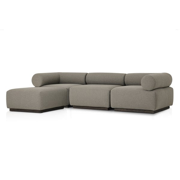 Lenox Outdoor 3-Piece Sectional With Ottoman Alessi Fawn | BeBoldFurniture 