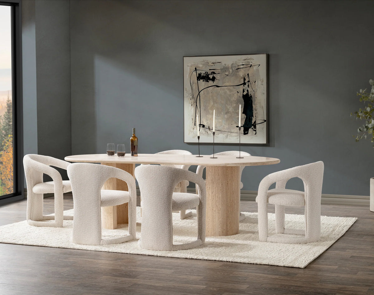 Acacius Travertine Oval Dining Table | BeBoldFurniture