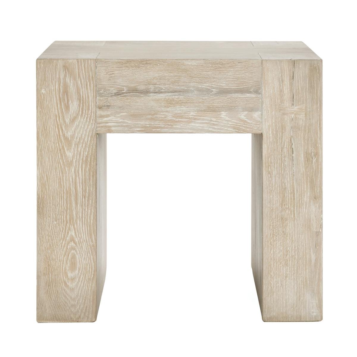 Bristol Reclaimed Oak 24" End Table Aged Cream | BeBoldFurniture
