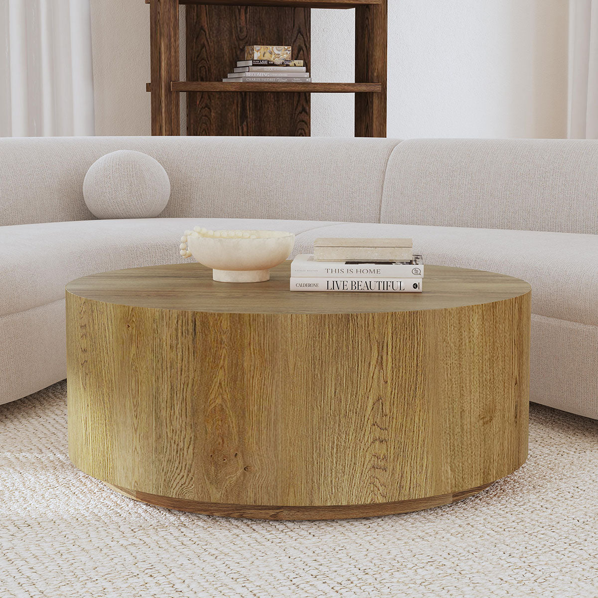 Layne 42" Round Coffee Table w/Casters Brown | BeBoldFurniture