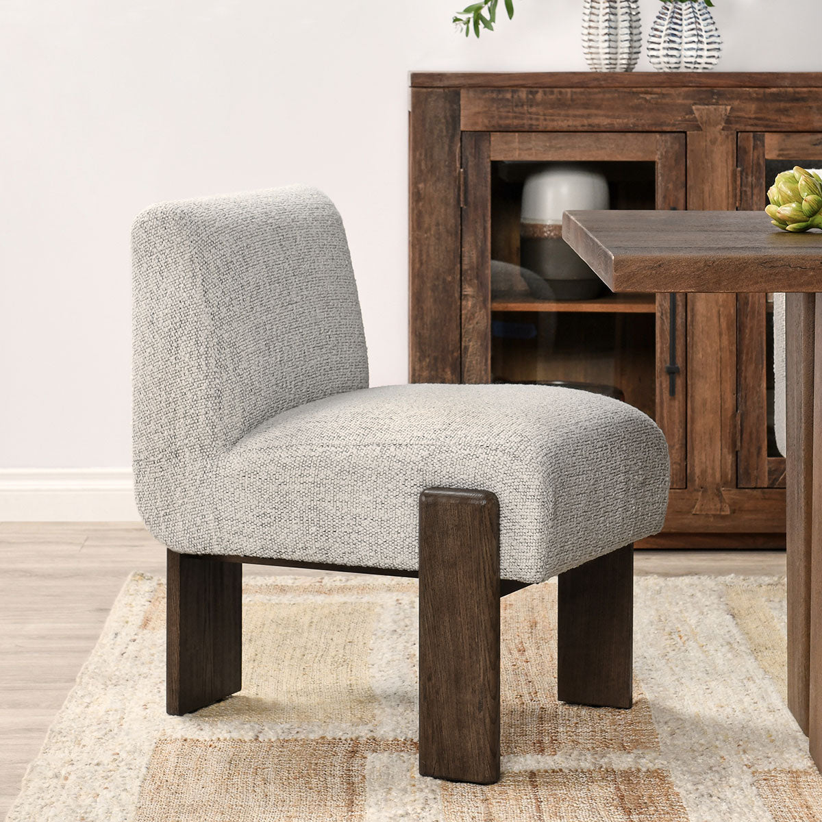 Chelsea Upholstered/Wood Dining Chair Pixel Ivory | BeBoldFurniture