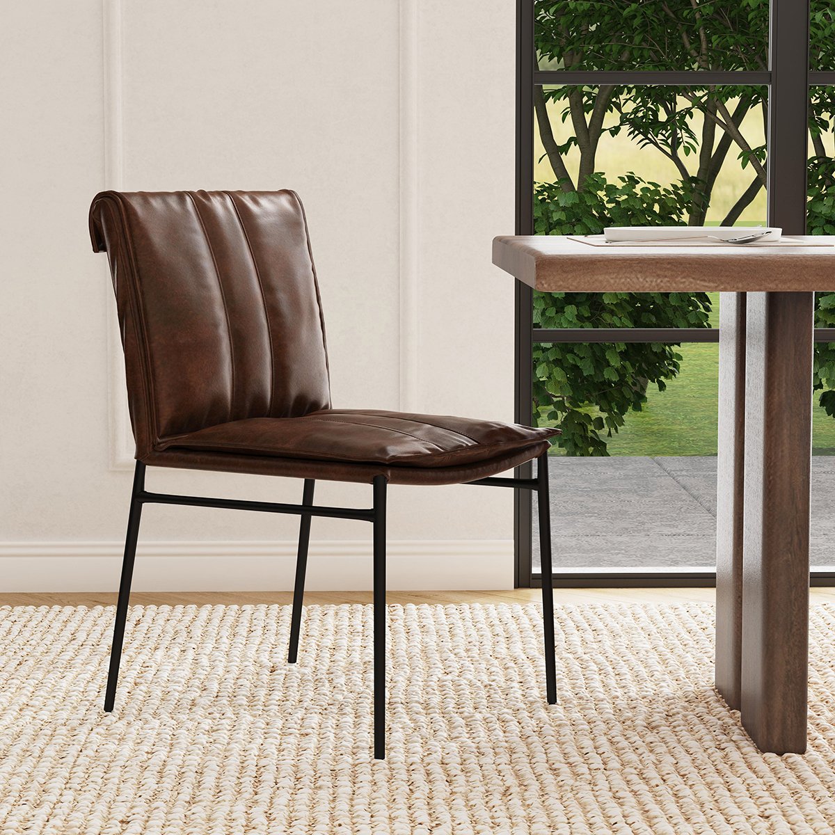 Mayer Dining Chair Set of 2 Brown | BeBoldFurniture