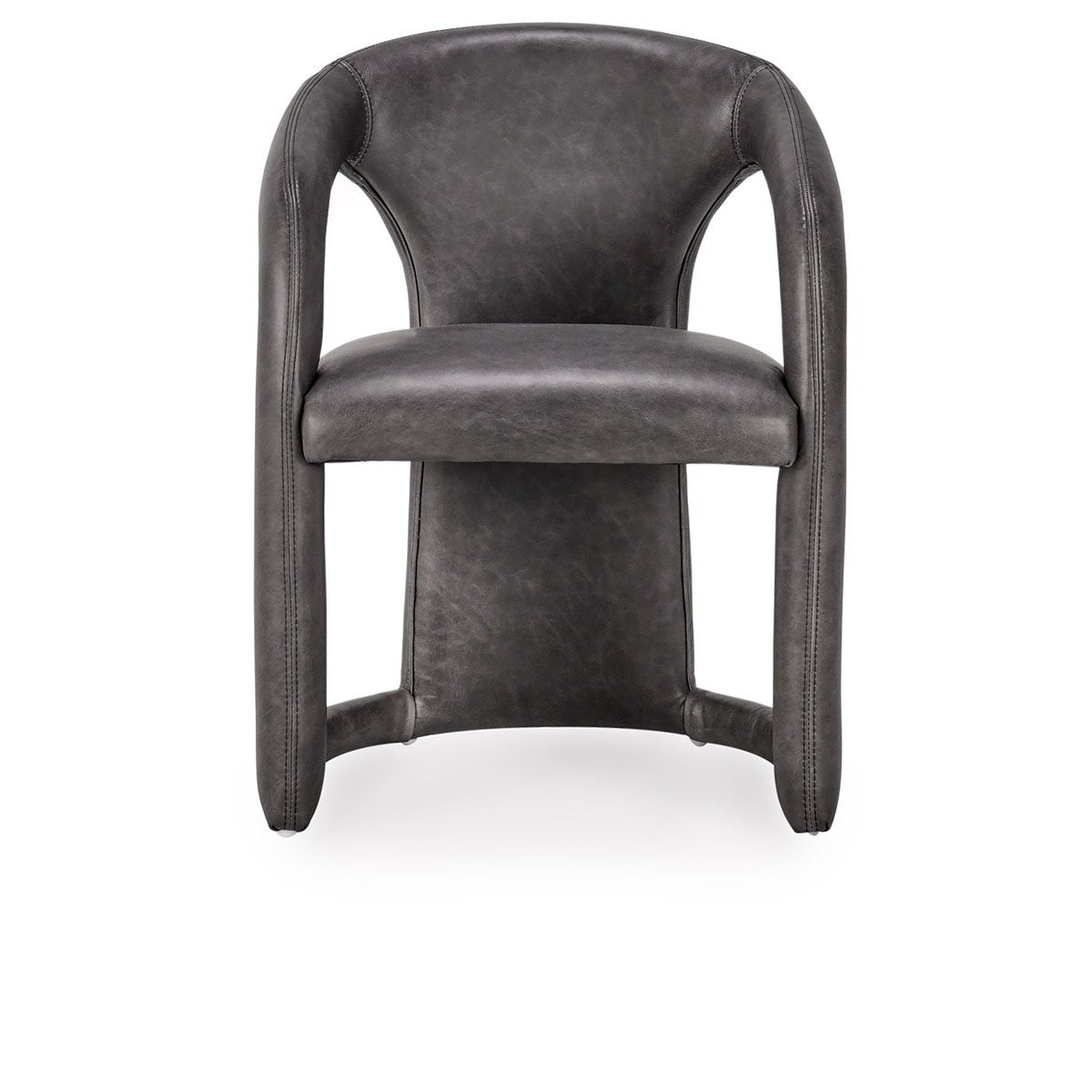 Archie Distressed Leather Dining Chair Charcoal