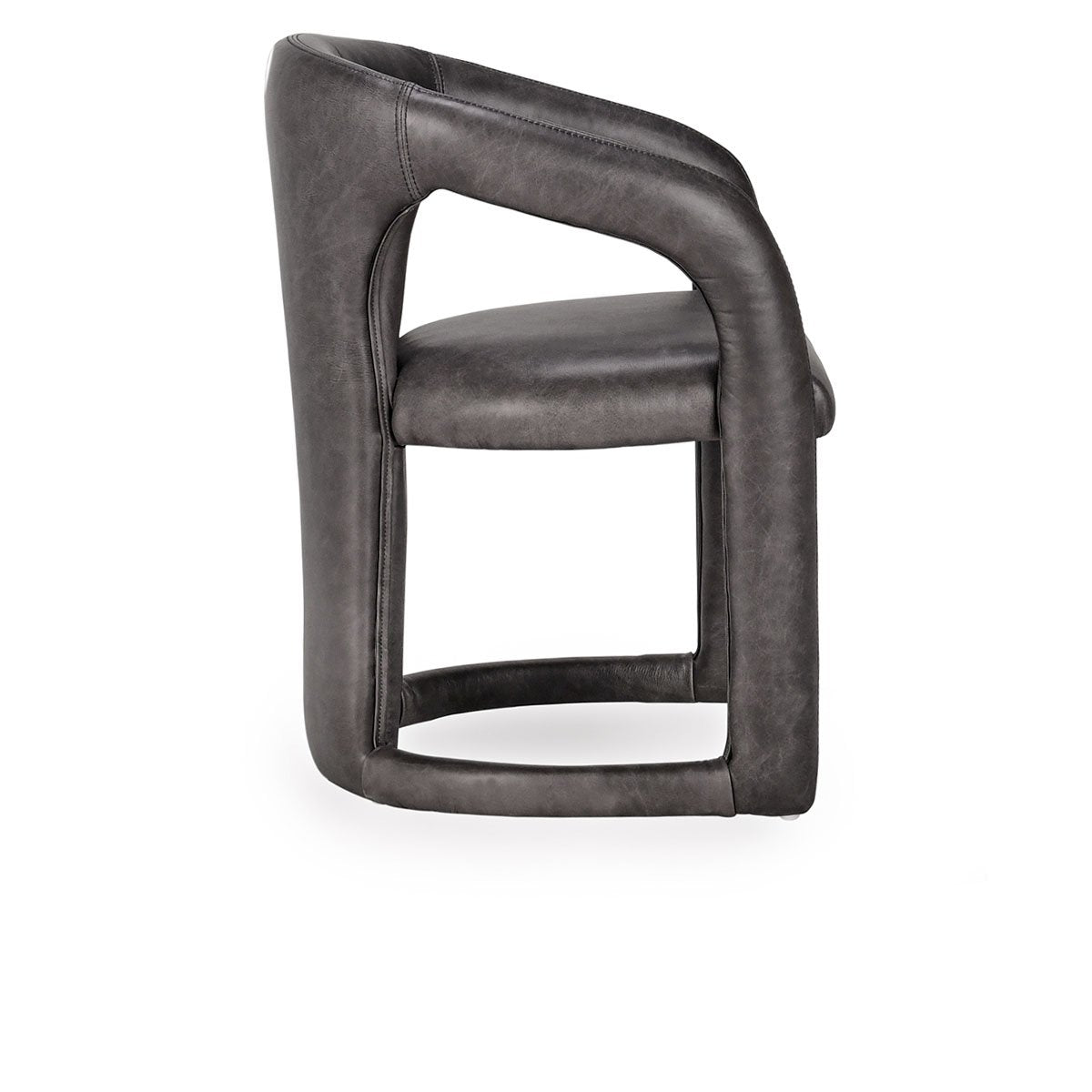 Archie Distressed Leather Dining Chair Charcoal