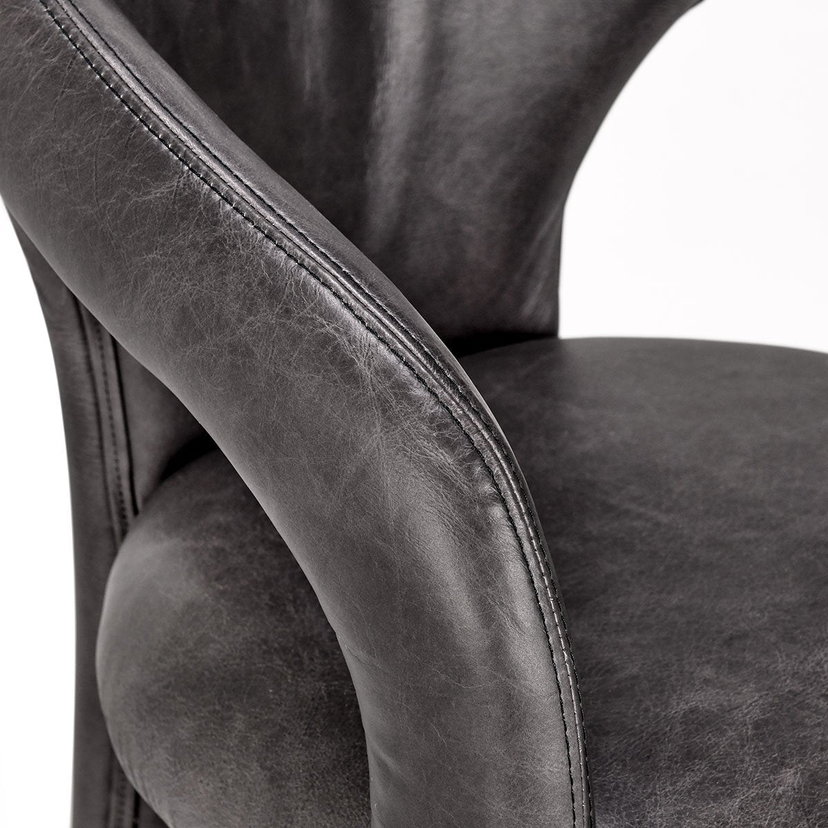 Archie Distressed Leather Dining Chair Charcoal