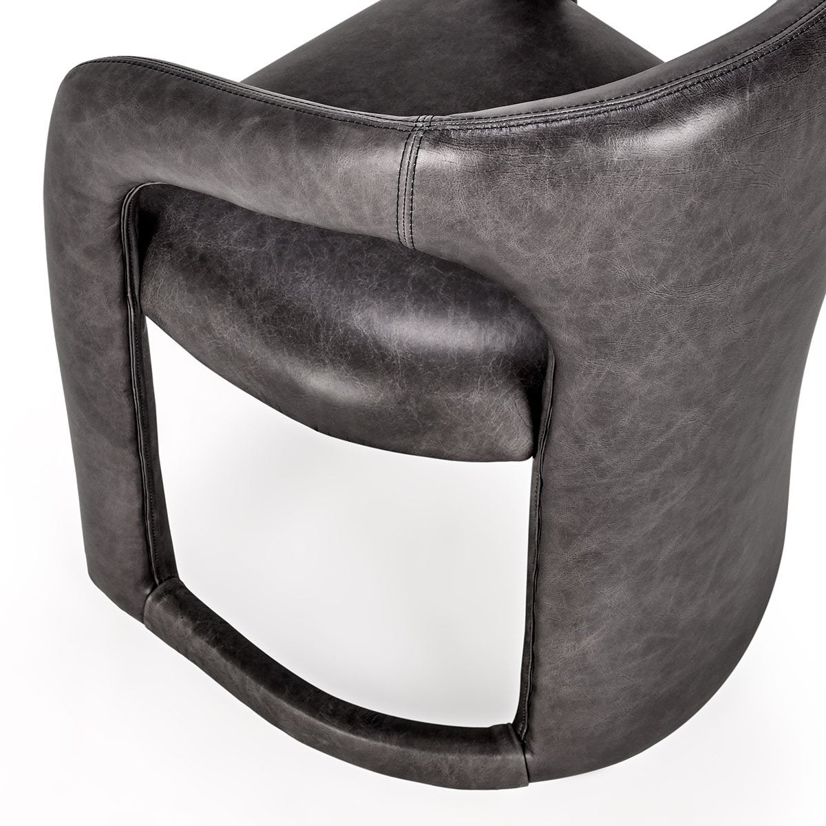 Archie Distressed Leather Dining Chair Charcoal