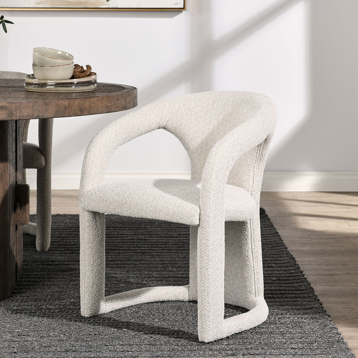 Archie Distressed Leather Dining Chair Birch Cream | BeBoldFurniture