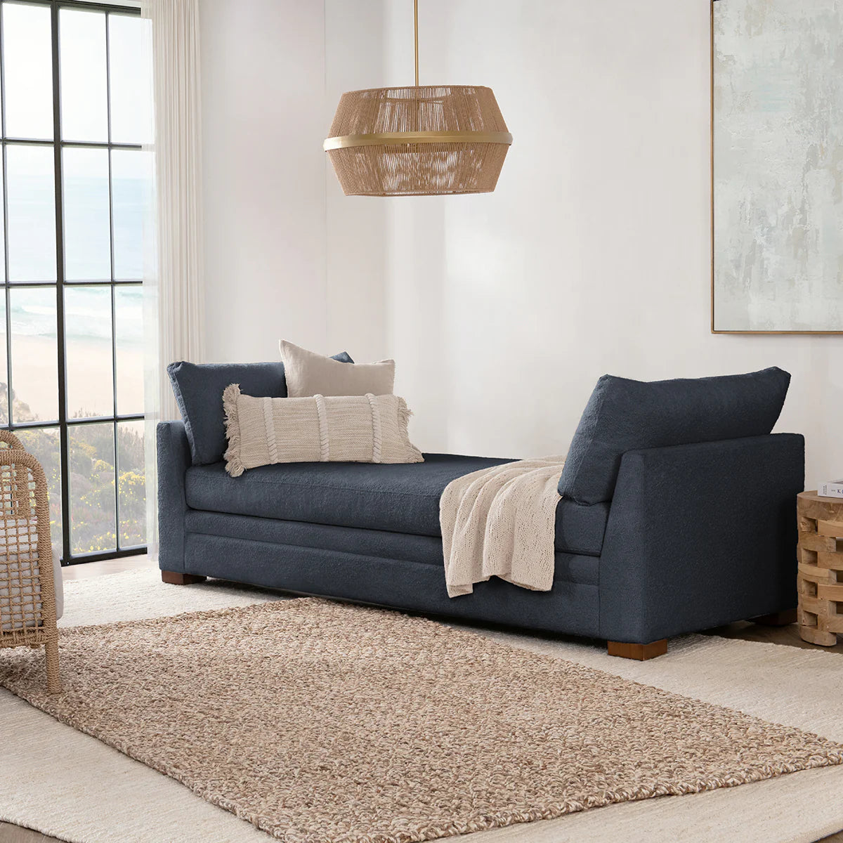 Audrey Upholstered Daybed Rise Navy | BeBoldFurniture