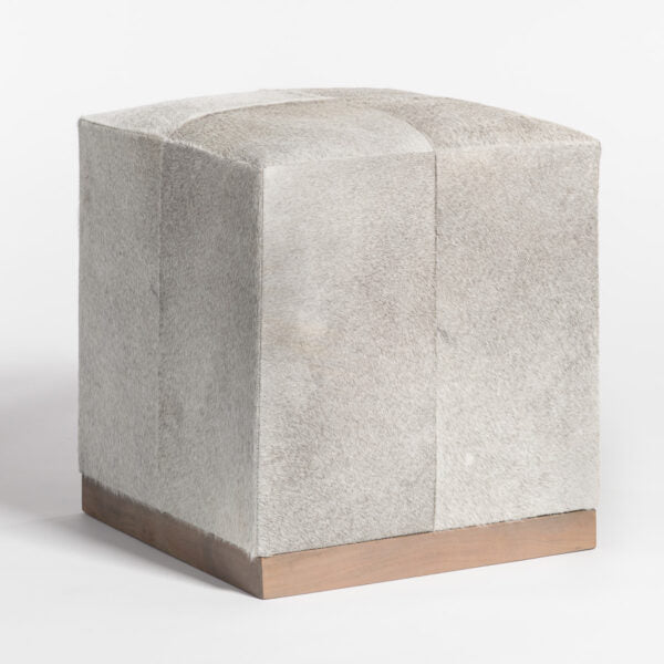 Felix Small Grey Leather Ottoman in Houston | BeBoldFurniture