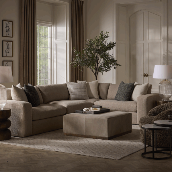 Felix Large Brown Leather Ottoman in Houston | BeBoldFurniture