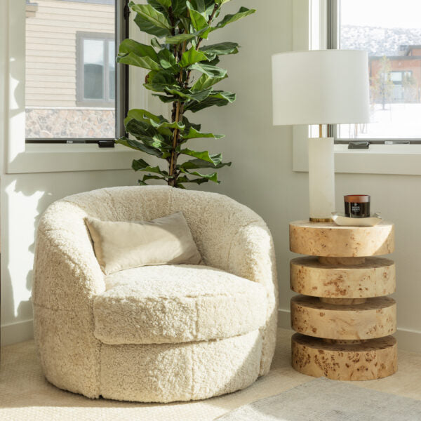 Sennon Swivel Occasional Chair Natural Cream | BeBoldFurniture