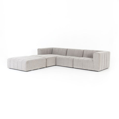 Langham Channeled 3-Piece Sectional Left Chaise With Ottoman Napa Sandstone | BeBoldFurniture 