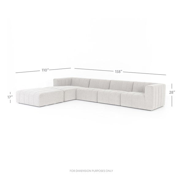 Langham Channeled 4-Piece Sectional Left Chaise With Ottoman Napa Sandstone | BeBoldFurniture