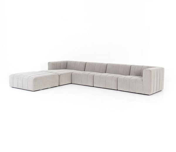 Langham Channeled 4-Piece Sectional Left Chaise With Ottoman Napa Sandstone | BeBoldFurniture