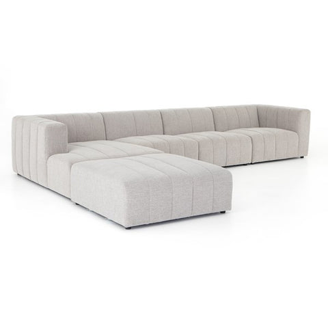 Langham Channeled 4-Piece Sectional Left Chaise With Ottoman Napa Sandstone | BeBoldFurniture 