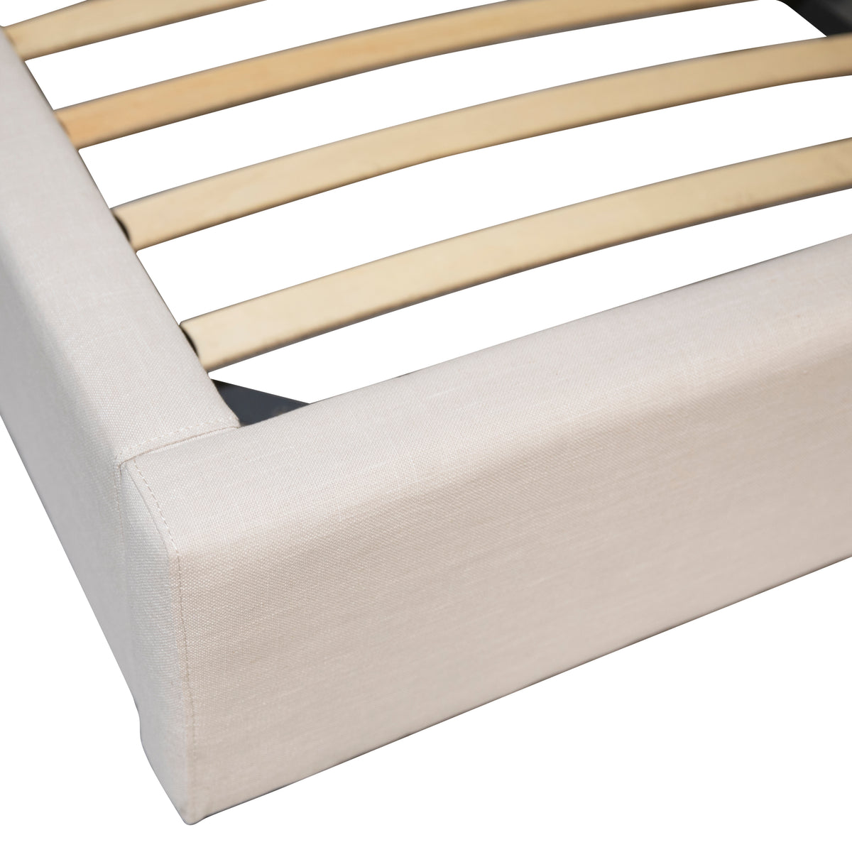 Fabio Bed Eastking | Off White Linen Blend | BeBoldFurniture