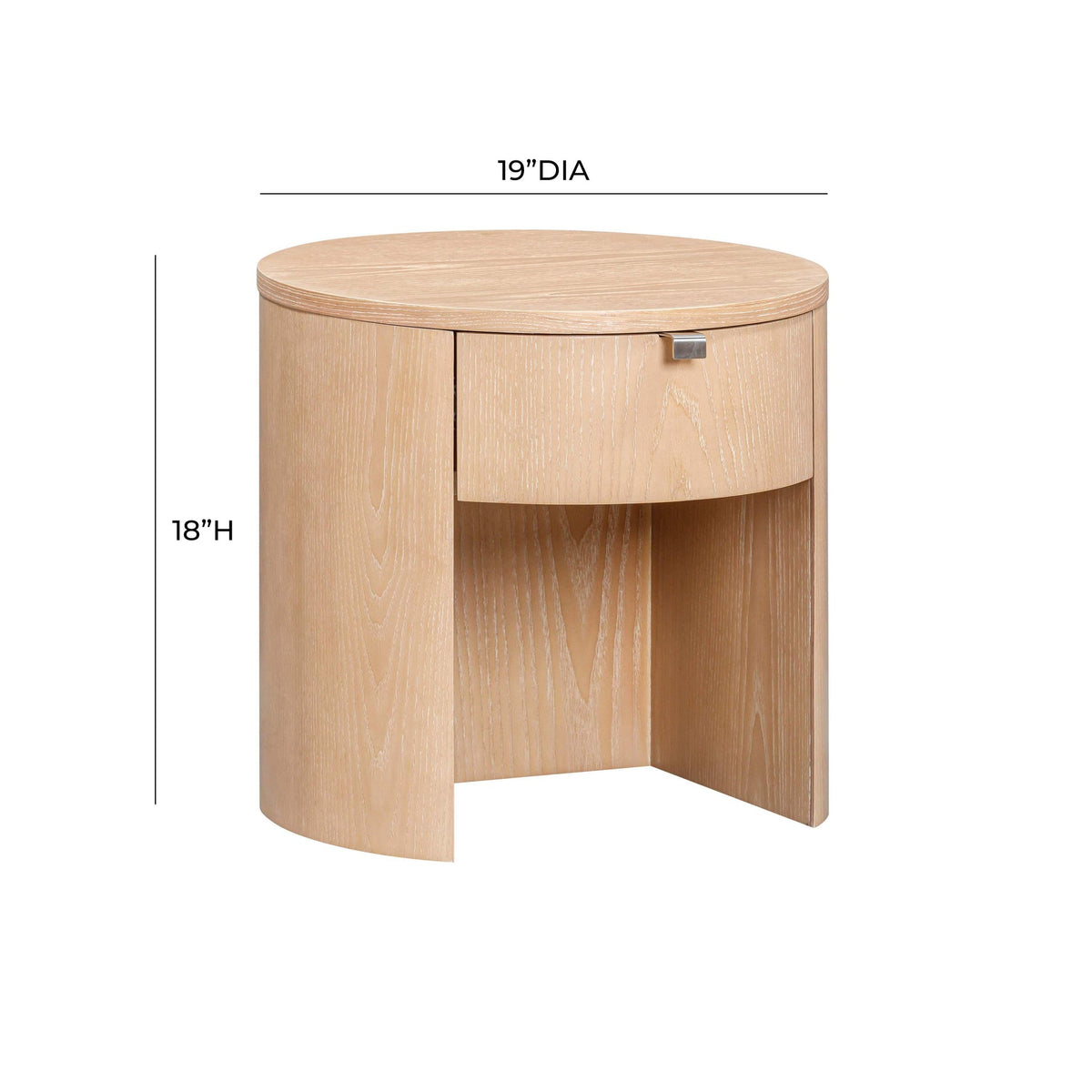 Marlow Natural Wood Round Nightstand | BeBoldFurniture