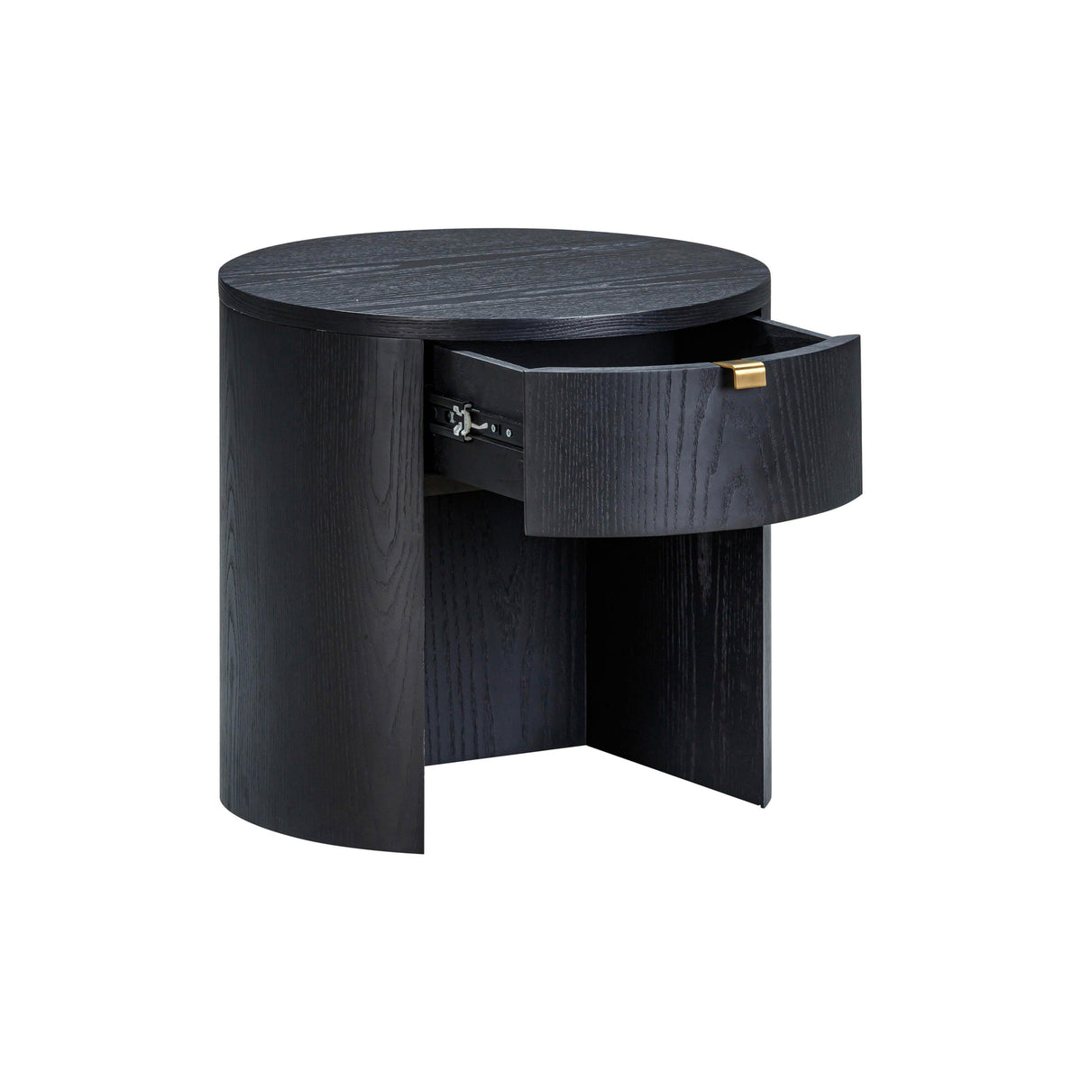 Marlow Black Wood Round Nightstand | BeBoldFurniture