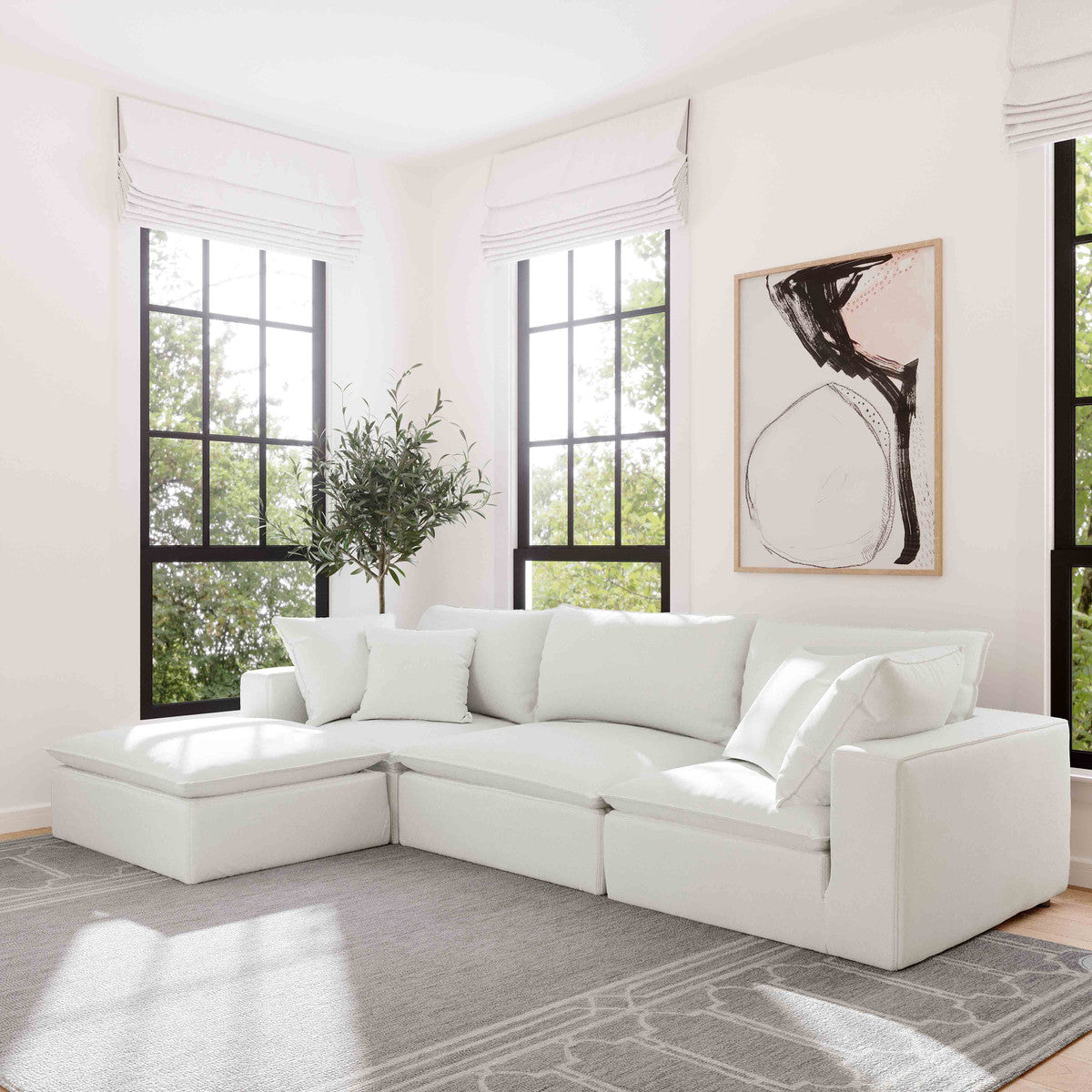 Cali Pearl Performance Fabric Armless Chair | BeBoldFurniture