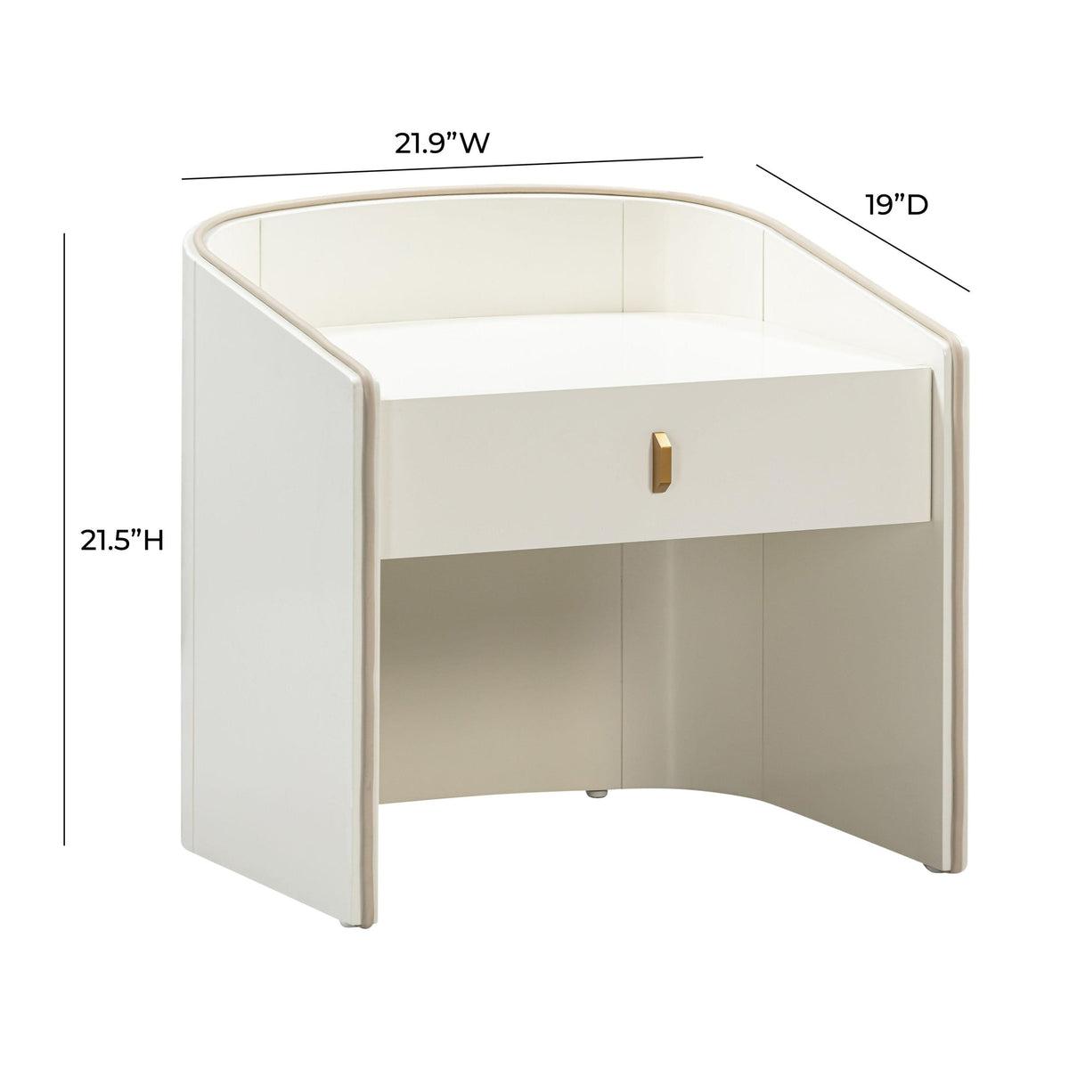 Collins Cream Lacquer Nightstand | BeBoldFurniture