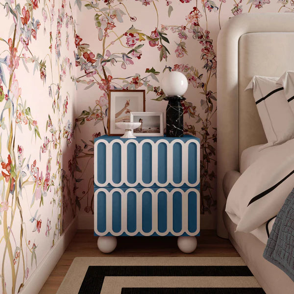 Tori Motif Blue Nightstand | BeBoldFurniture
