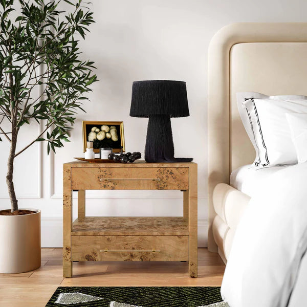 Brandyss Honey Burl Nightstand | BeBoldFurniture