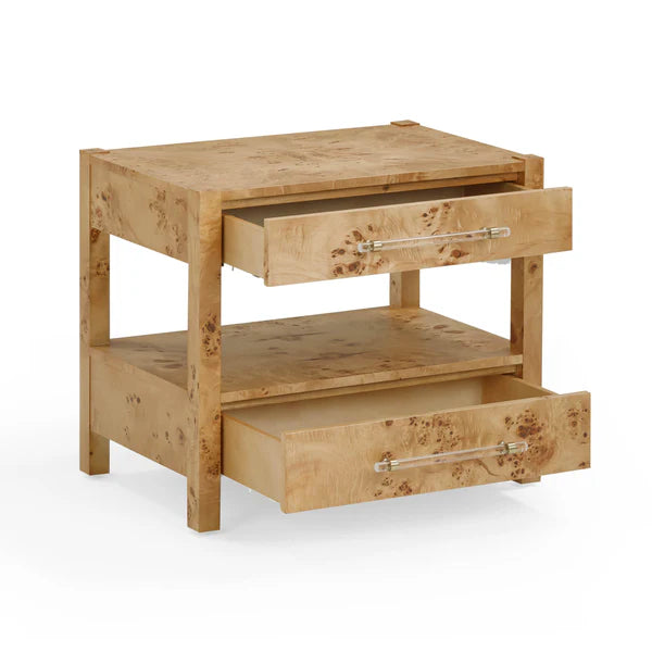 Brandyss Honey Burl Nightstand | BeBoldFurniture