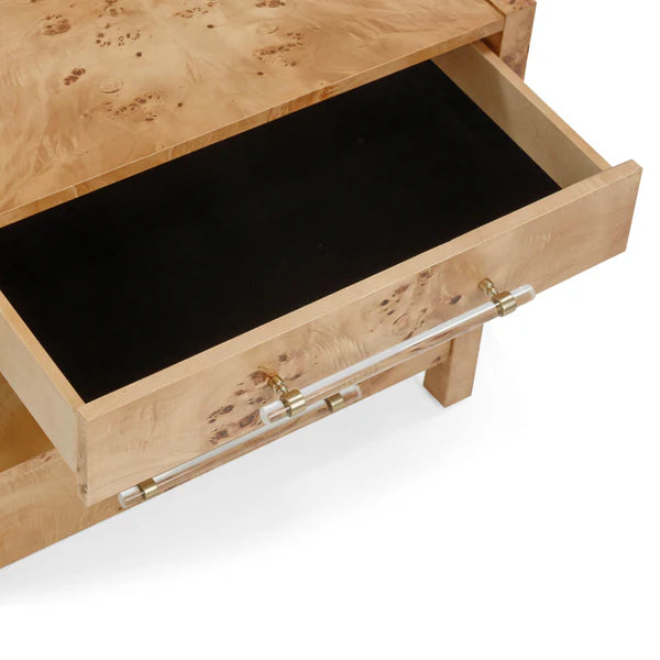 Brandyss Honey Burl Nightstand | BeBoldFurniture