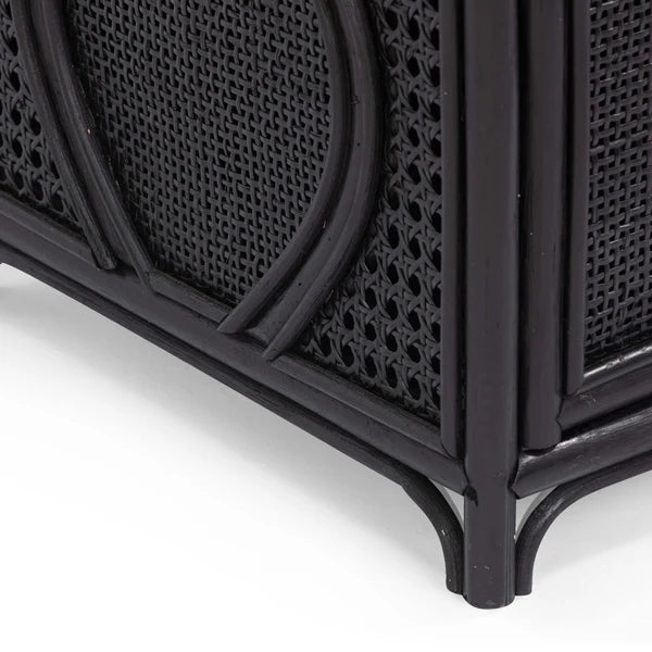 Tina Black Rattan Nightstand | BeBoldFurniture