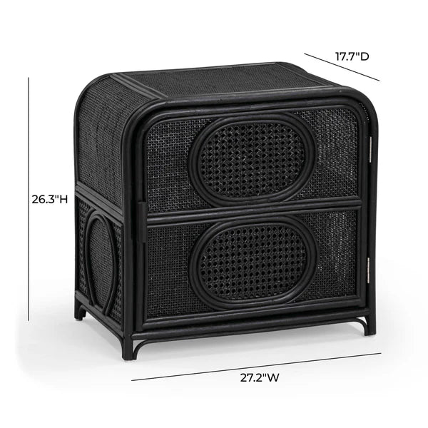 Tina Black Rattan Nightstand | BeBoldFurniture