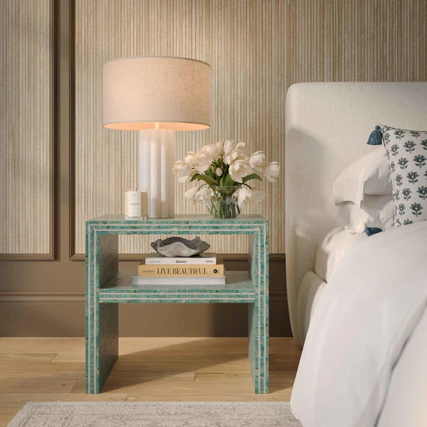 Derry Blue Capiz Shell Nightstand | BeBoldFurniture