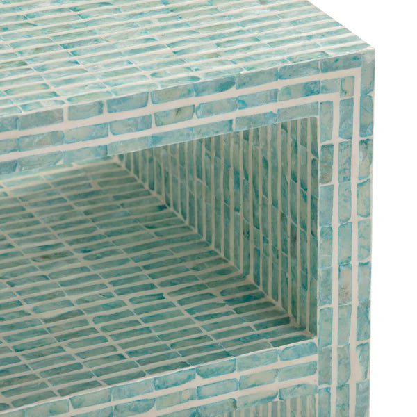 Derry Blue Capiz Shell Nightstand | BeBoldFurniture