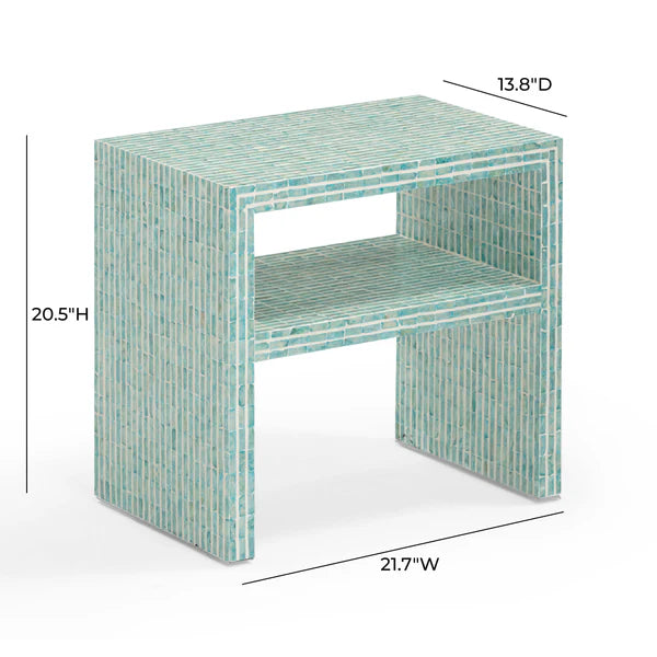 Derry Blue Capiz Shell Nightstand | BeBoldFurniture