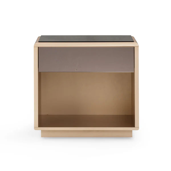 Martha Taupe Mirrored Nightstand | BeBoldFurniture