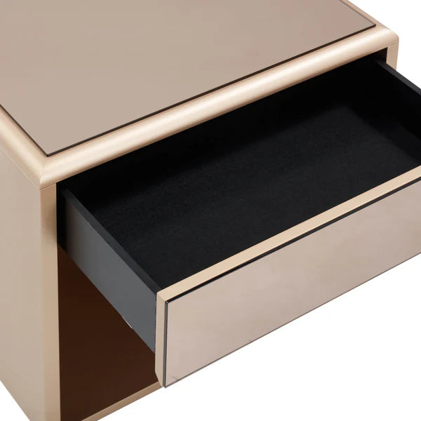 Martha Taupe Mirrored Nightstand | BeBoldFurniture