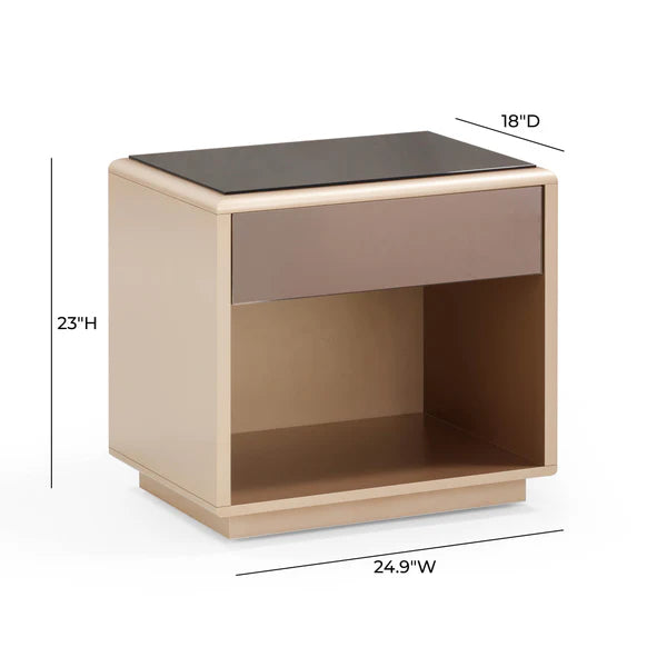 Martha Taupe Mirrored Nightstand | BeBoldFurniture