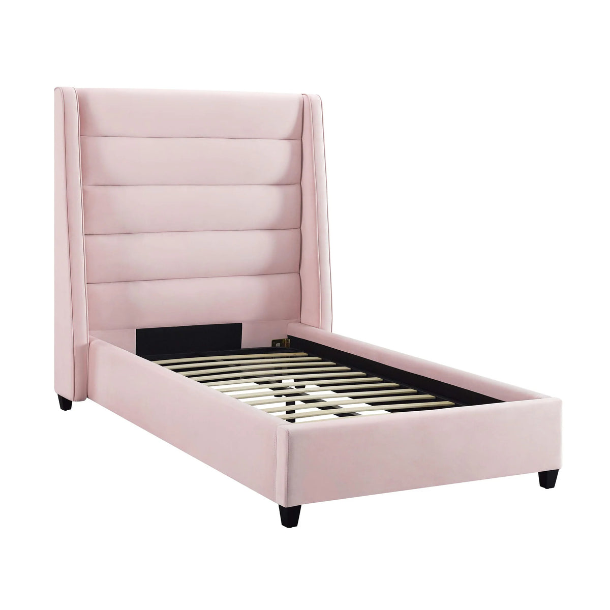 Koah Blush Velvet Bed in Twin | BeBoldFurniture