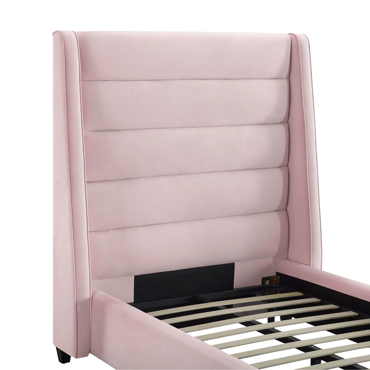 Koah Blush Velvet Bed in Twin | BeBoldFurniture