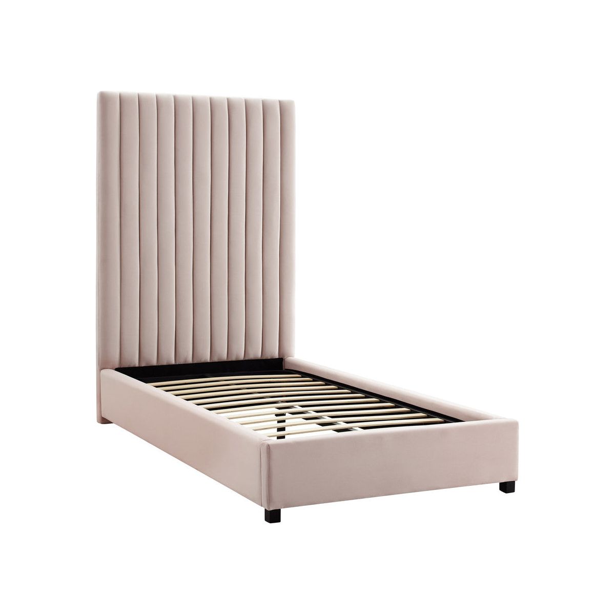 Arabelle Blush Velvet Bed Twin Size In Houston | BeBoldFurniture 