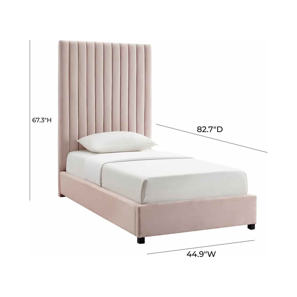 Arabelle Blush Velvet Bed Twin Size In Houston | BeBoldFurniture 