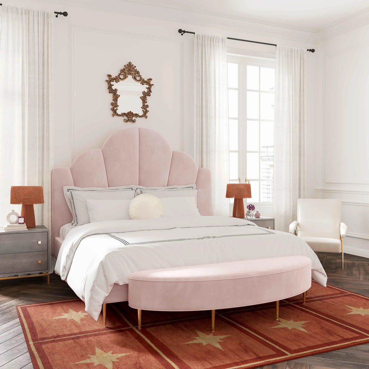 Bianca Velvet Bed Blush | BeBoldFurniture