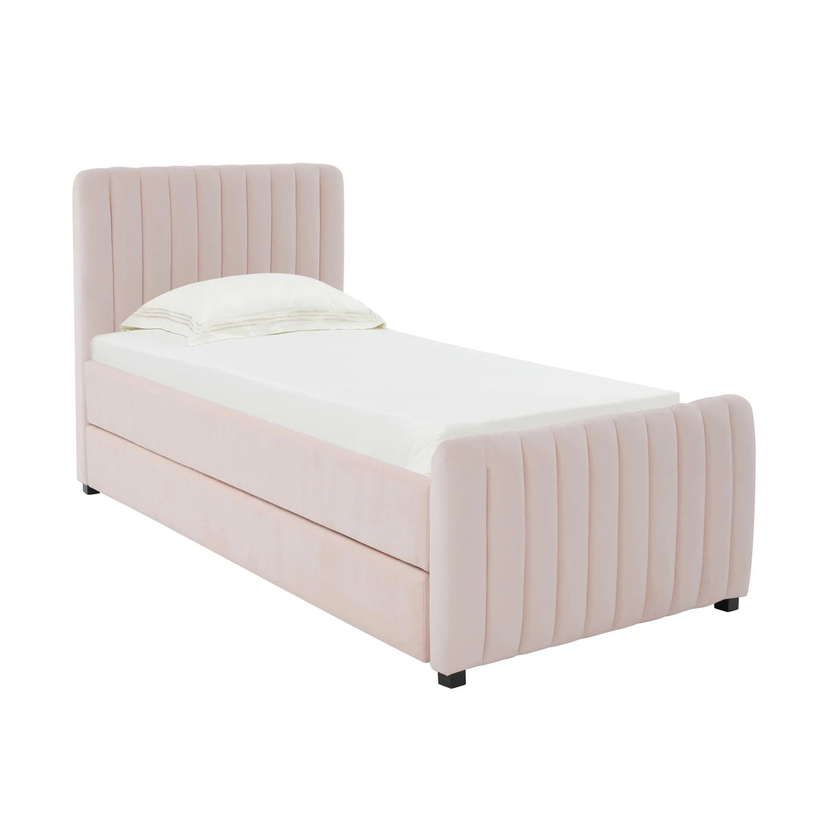 Angela Velvet Trundle Bed in Twin Blush | BeBoldFurniture