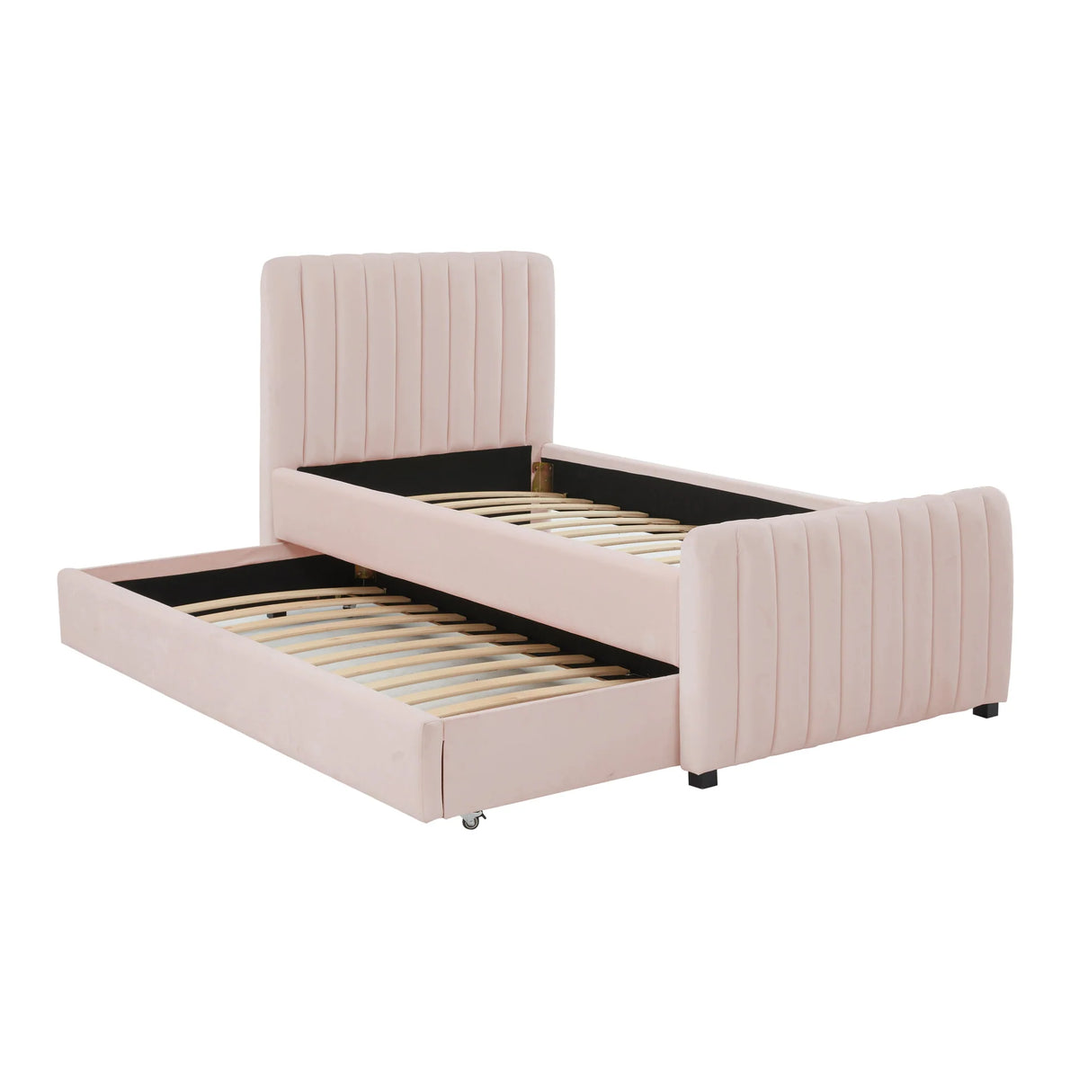 Angela Velvet Trundle Bed in Twin Blush | BeBoldFurniture