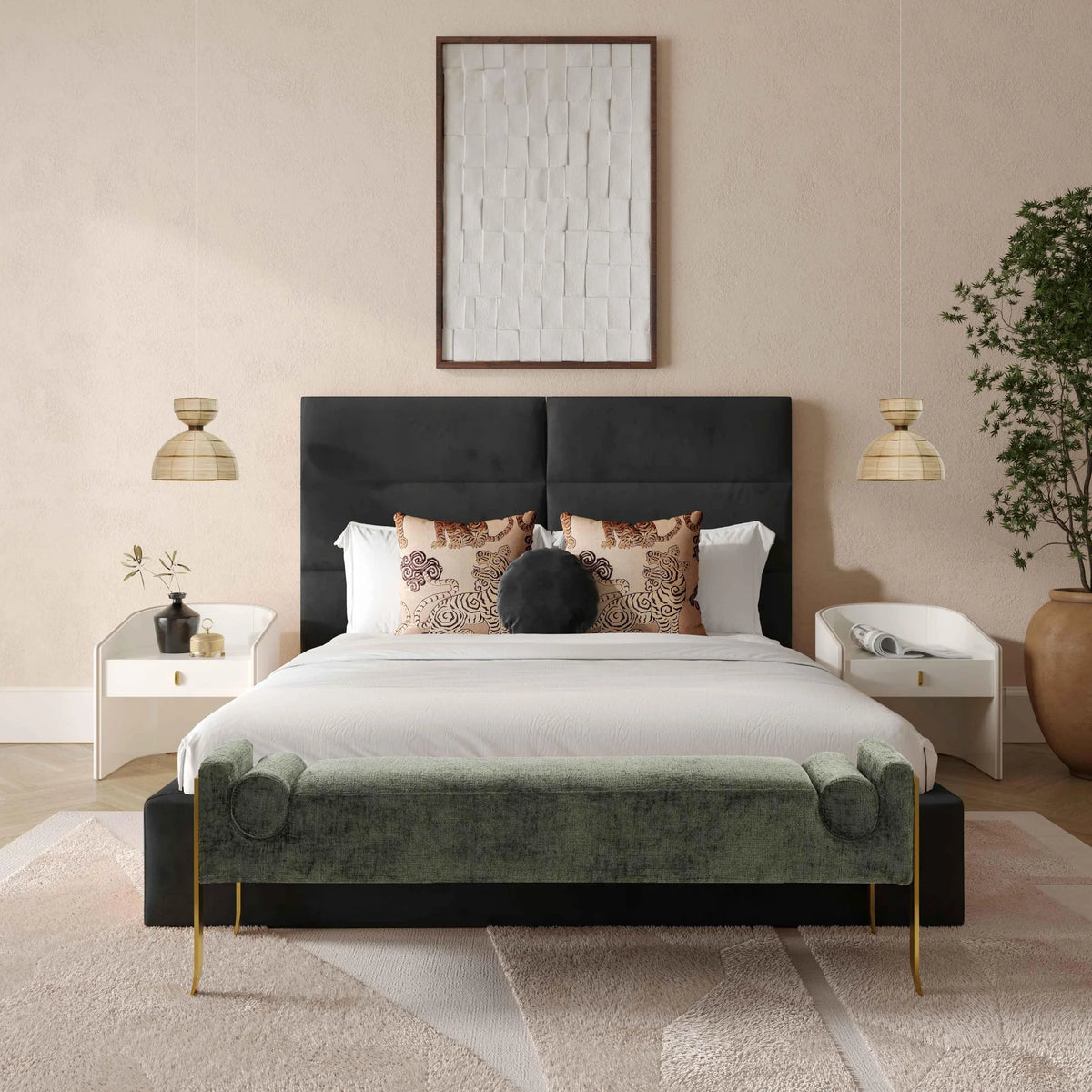 Eliana Black Velvet Bed | BeBoldFurniture